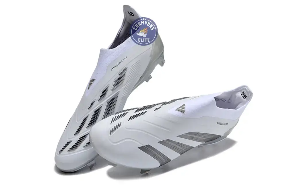 Predator 24 Elite Laceless FG Predstrike - Pearlized - Blanc/Argent - Image 3