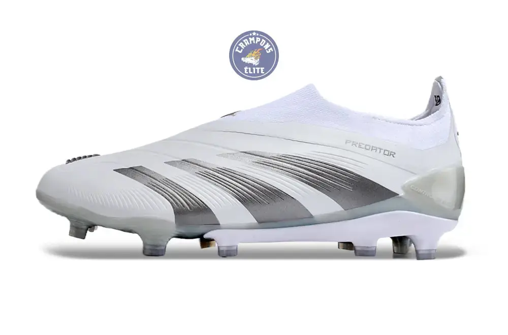 Predator 24 Elite Laceless FG Predstrike - Pearlized - Blanc/Argent - Image 5