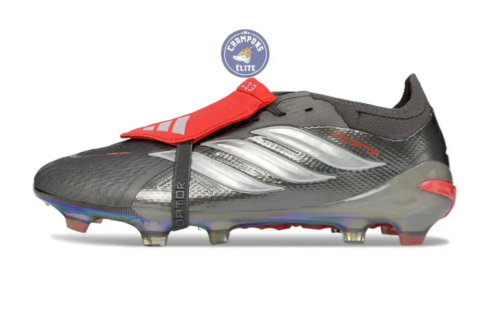 Adidas Predator 26 Elite Fold-over Tongue FG - Gris/Rouge/Blanc - Image 3