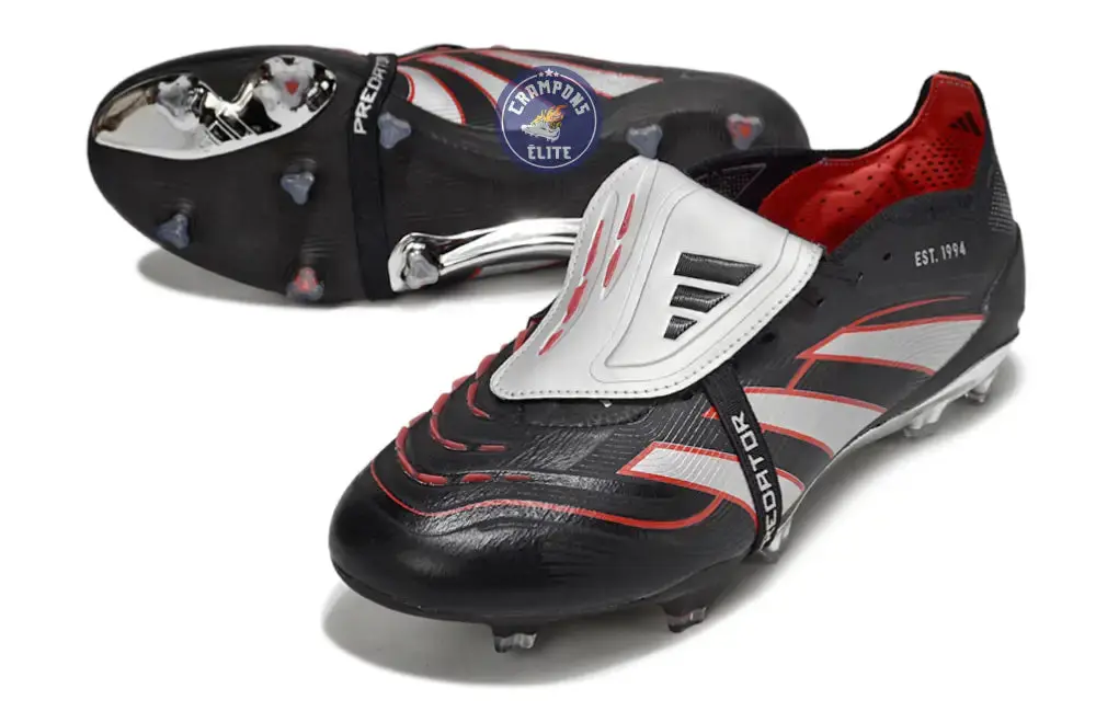 PREDATOR ELITE FOLD-OVER TONGUE FG OBSIDIAN STRIKE - Noir/Argent/Rouge