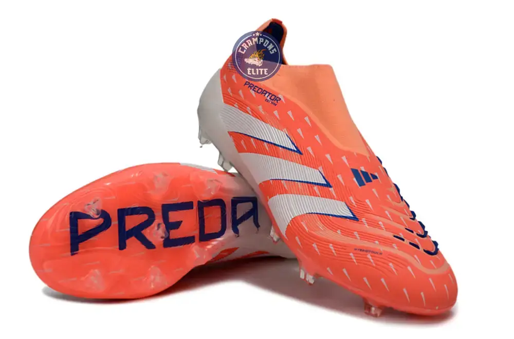 PREDATOR ELITE LACELESS FG CORAL BLAZE - CORAL/BLANC/BEAM ORANGE