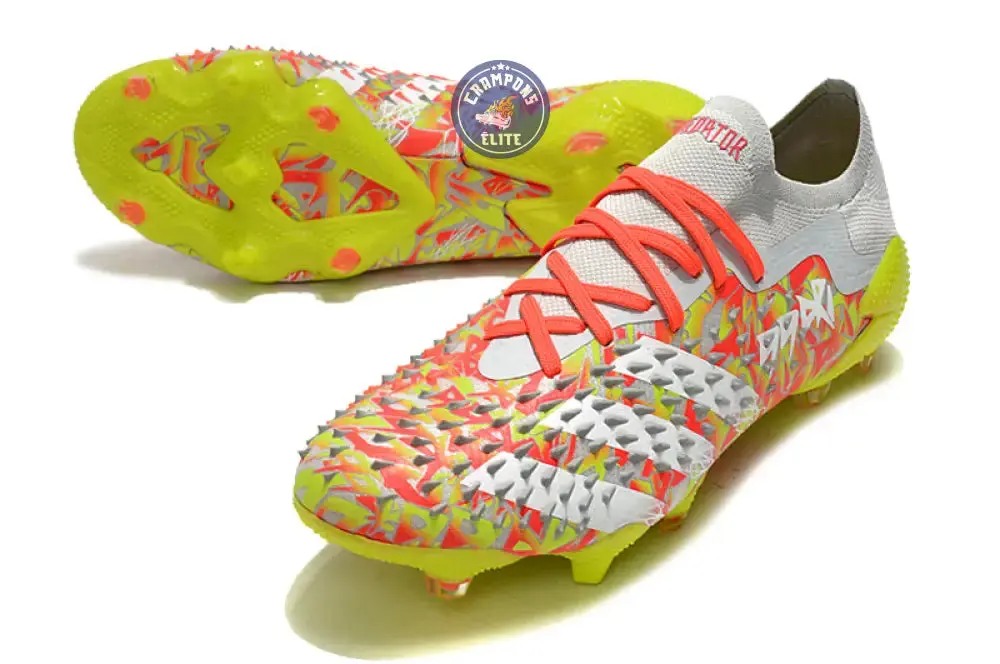 Predator Freak Basse Lacets FG Numbers Up - Gris/Blanc/Jaune - Image 2