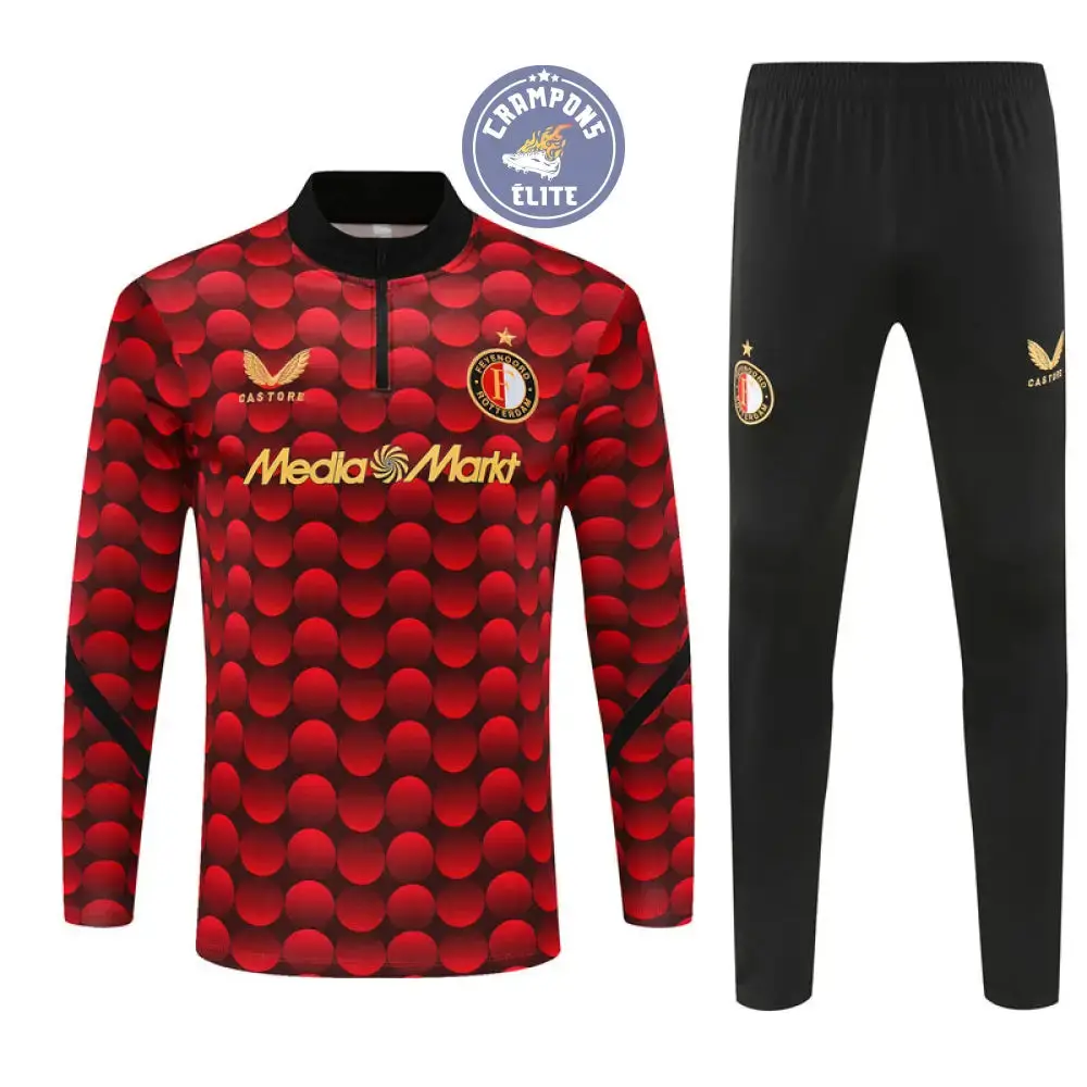 Survêtement d'entraînement demi-zip - Feyenoord 2025/2026 - Rouge/Noir