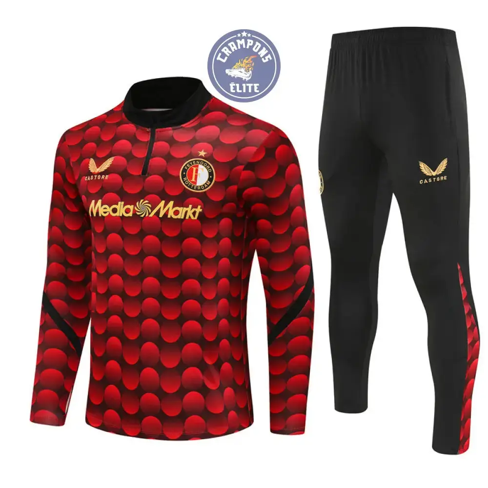 Survêtement d'entraînement demi-zip - Feyenoord 2025/2026 - Rouge/Noir - Image 2