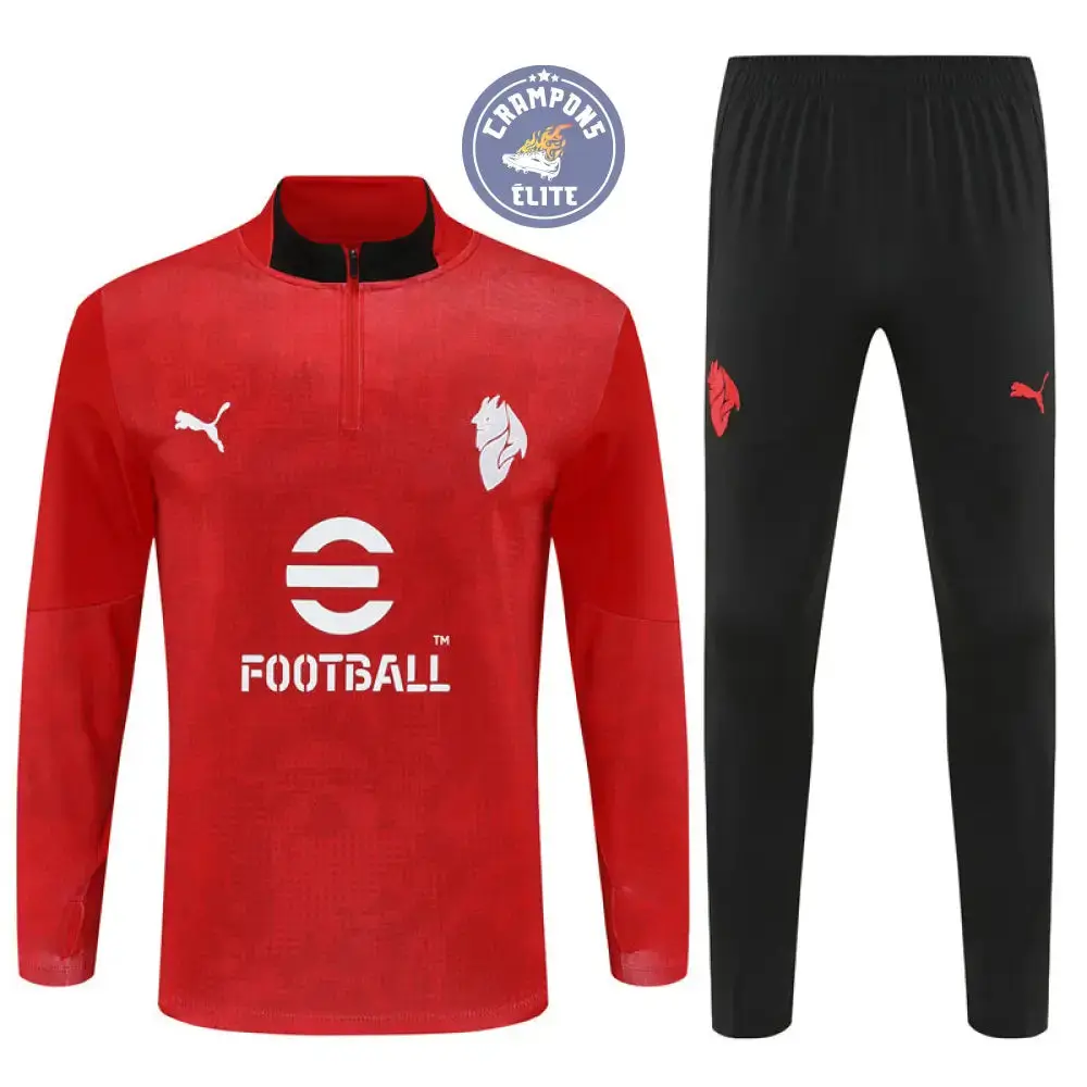 Survêtement d'entraînement demi-zip - AC Milan 2025/2026 - Rouge/Noir/Blanc