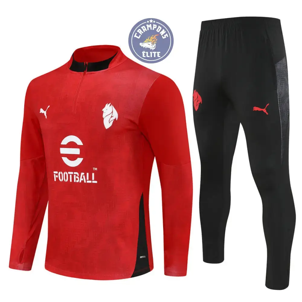 Survêtement d'entraînement demi-zip - AC Milan 2025/2026 - Rouge/Noir/Blanc - Image 2