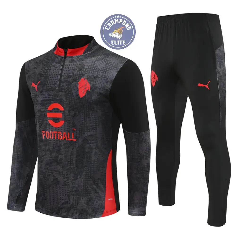 Survêtement d'entraînement demi-zip - AC Milan 2025/2026 - Gris/Noir/Rouge - Image 2