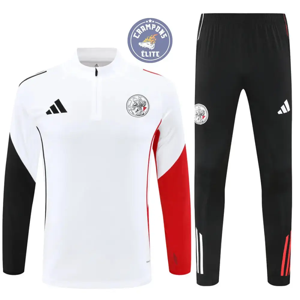 Survêtement d'entraînement demi-zip - Ajax 2025/2026 - Blanc/Noir/Rouge