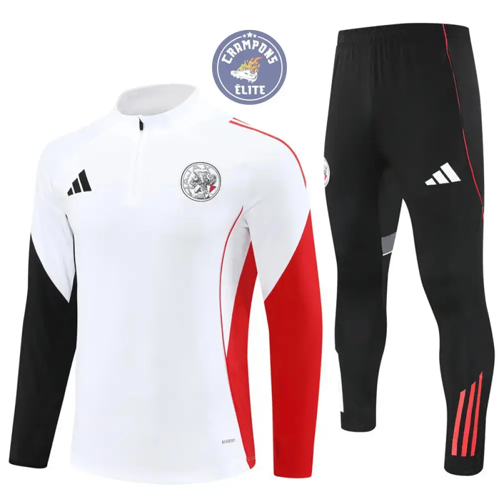 Survêtement d'entraînement demi-zip - Ajax 2025/2026 - Blanc/Noir/Rouge - Image 2