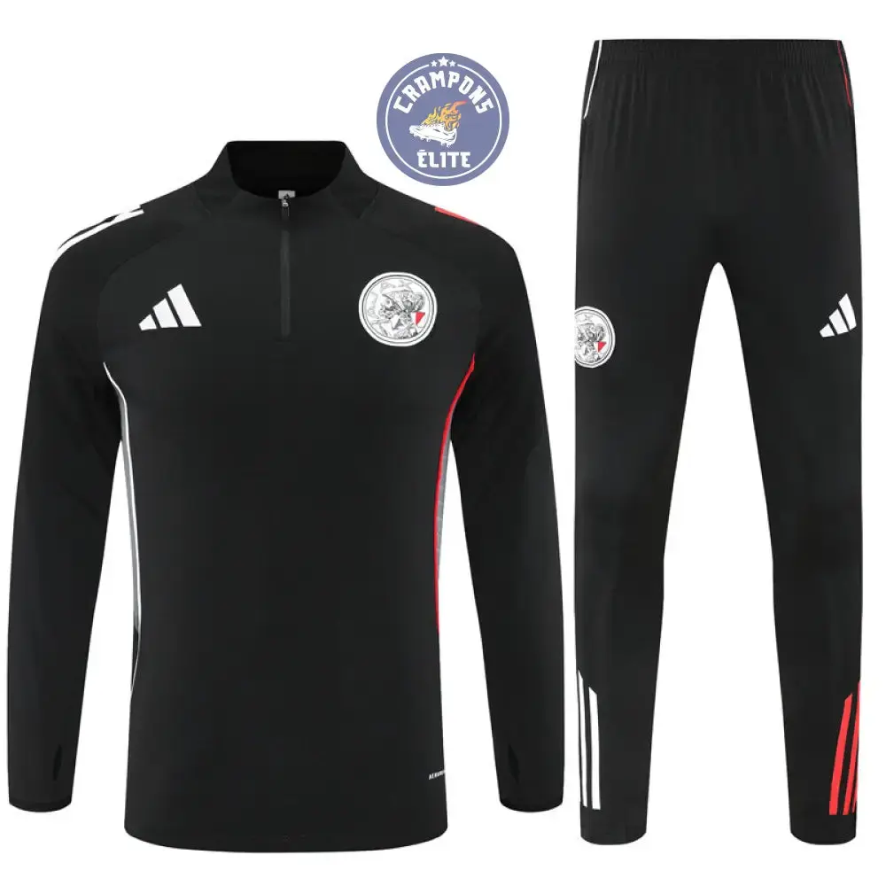 Survêtement d'entraînement demi-zip - Ajax 2025/2026 - Noir/Gris/Rouge