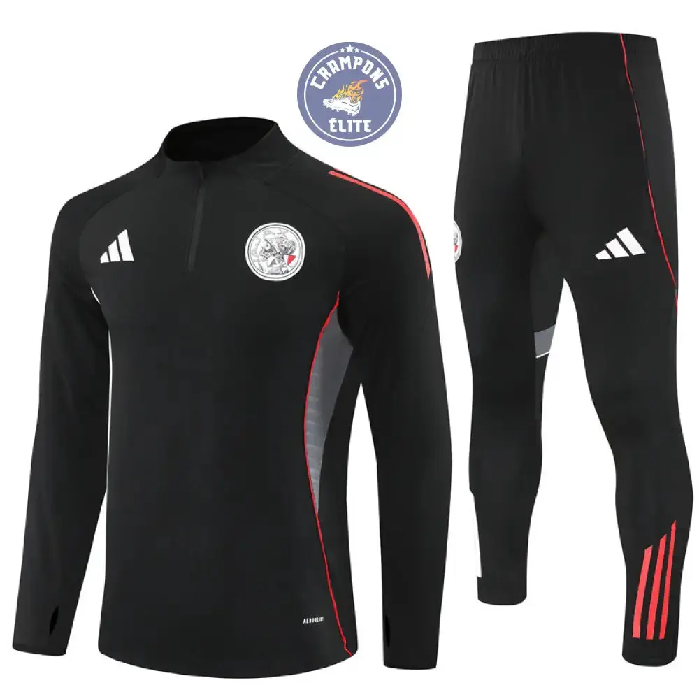 Survêtement d'entraînement demi-zip - Ajax 2025/2026 - Noir/Gris/Rouge - Image 2