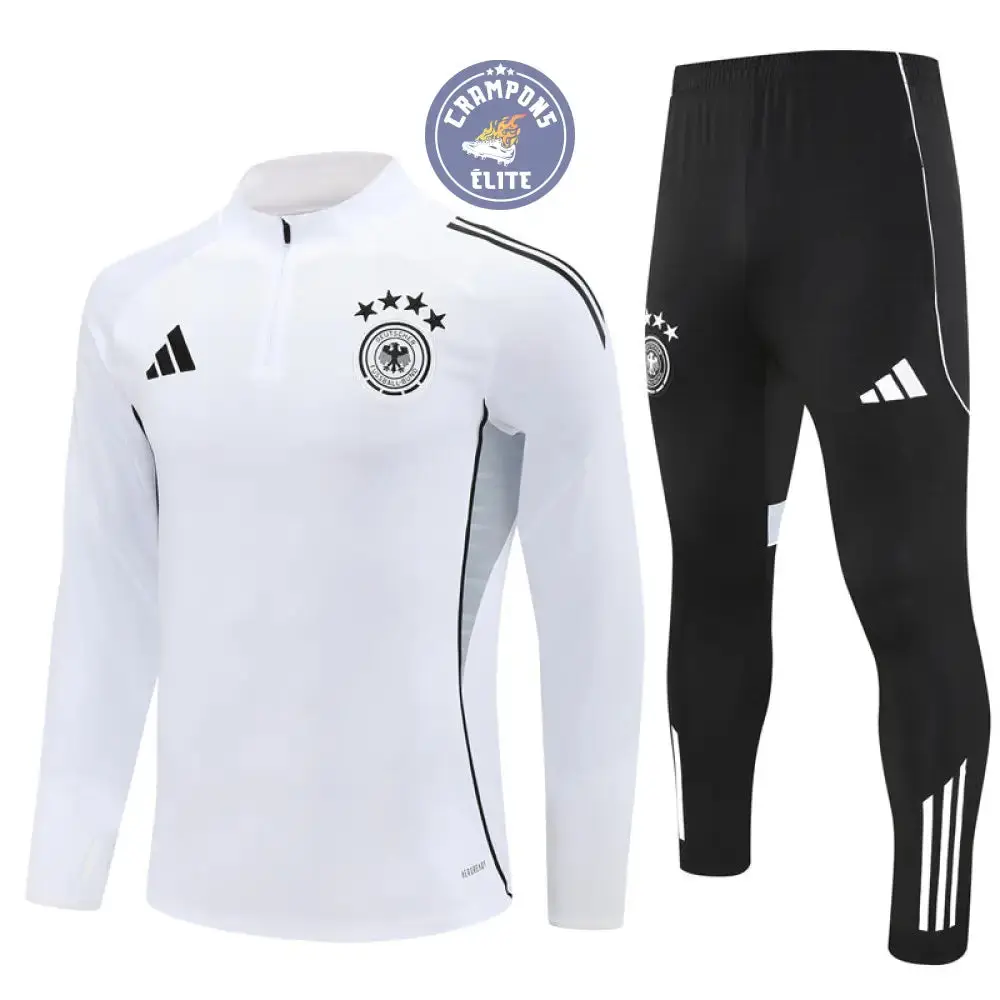 Survêtement d'entraînement demi-zip - Allemagne 2025/2026 - Blanc/Noir - Image 2
