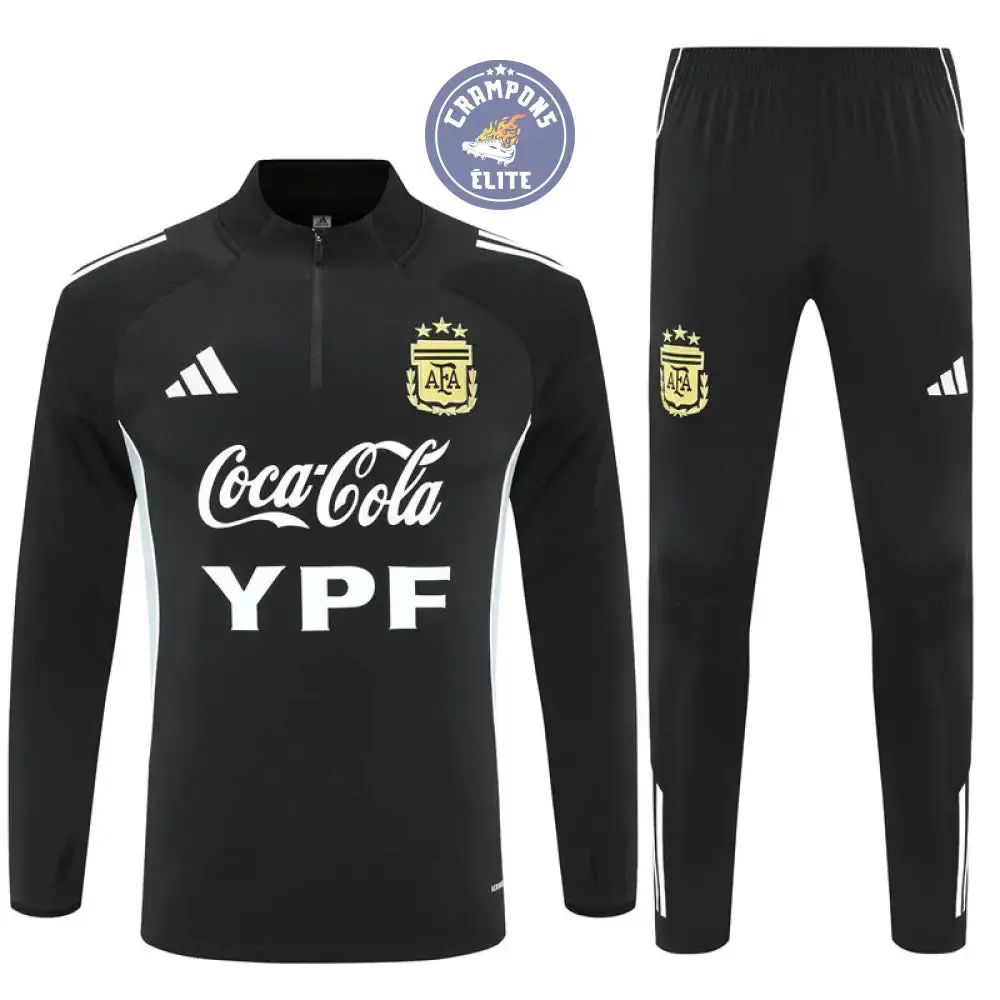 Survêtement d'entraînement demi-zip - Argentine 2025/2026 - Noir/Gris Bleuté/Blanc