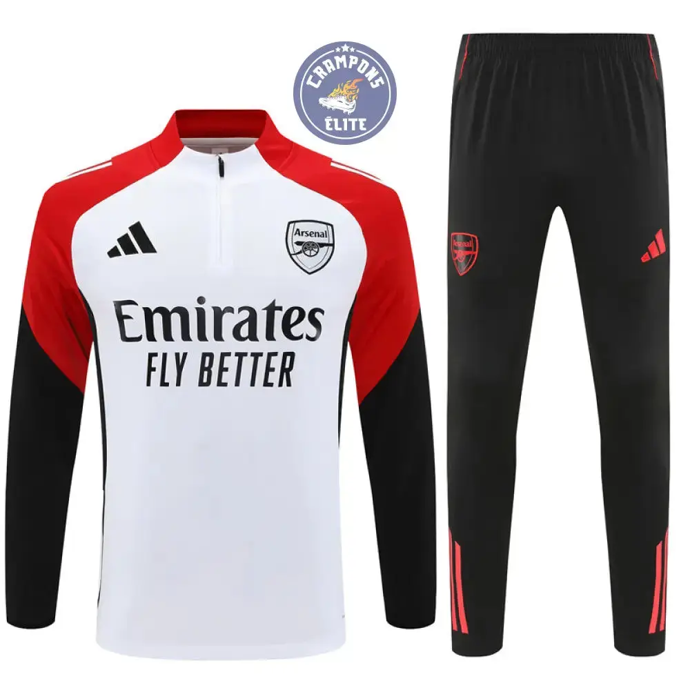 Survêtement d'entraînement demi-zip - Arsenal 2025/2026 - Blanc/Noir/Rouge
