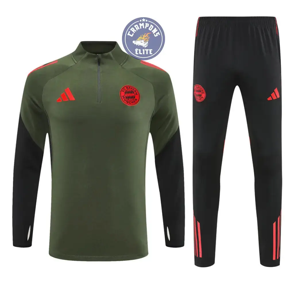 Survêtement d'entraînement demi-zip - Bayern Munich 2025/2026 - Kaki/Noir/Rouge