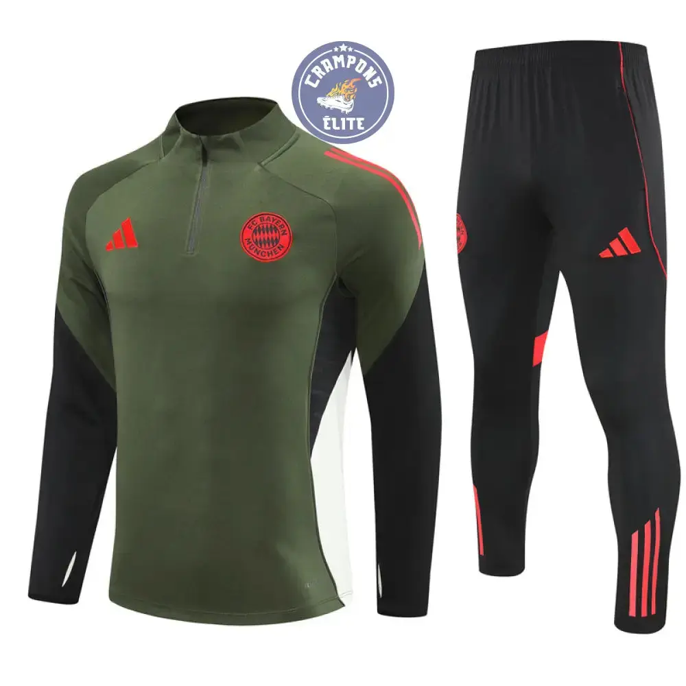 Survêtement d'entraînement demi-zip - Bayern Munich 2025/2026 - Kaki/Noir/Rouge - Image 2