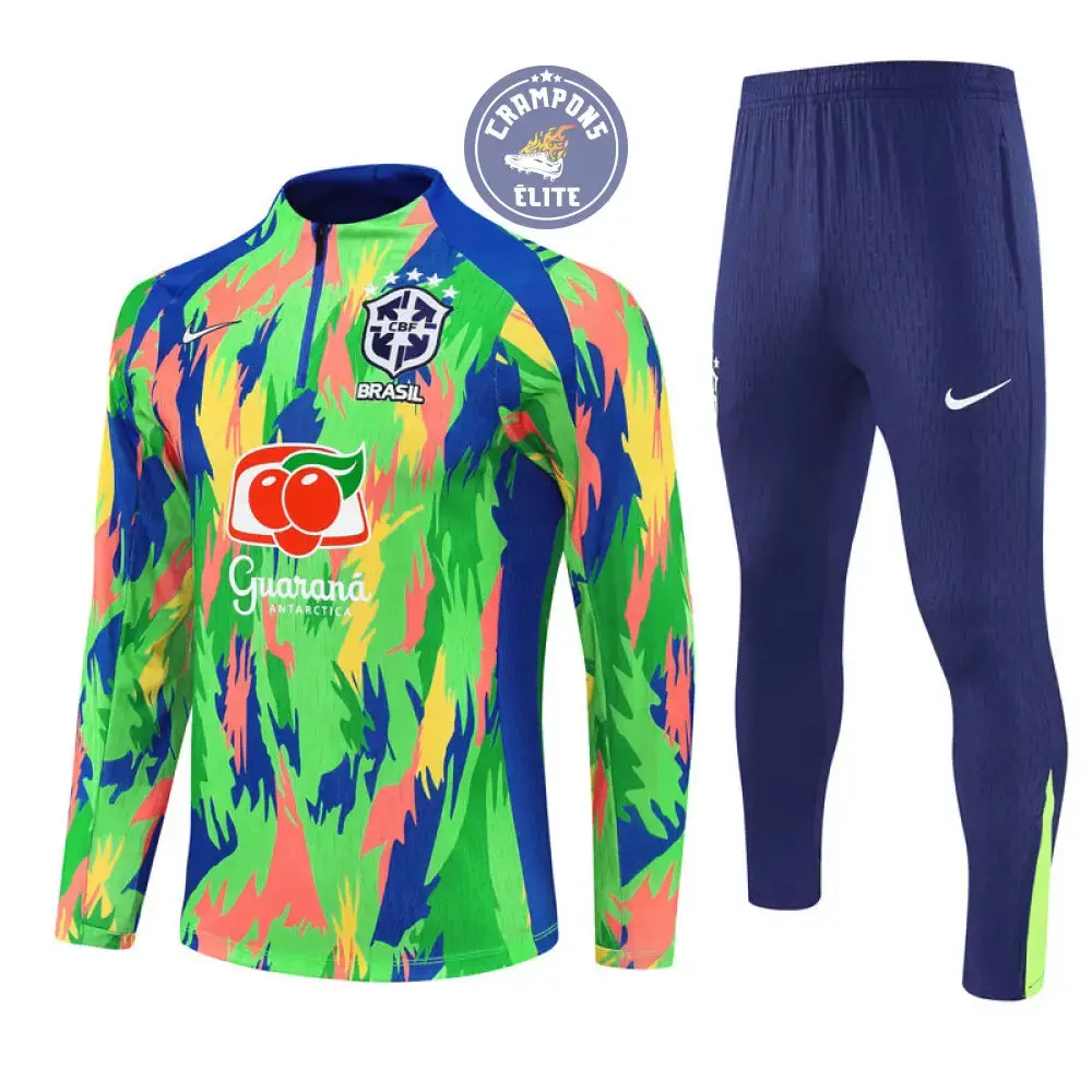 Survêtement d'entraînement demi-zip - Brésil 2025/2026 - Camouflage Vert/Bleu - Image 3
