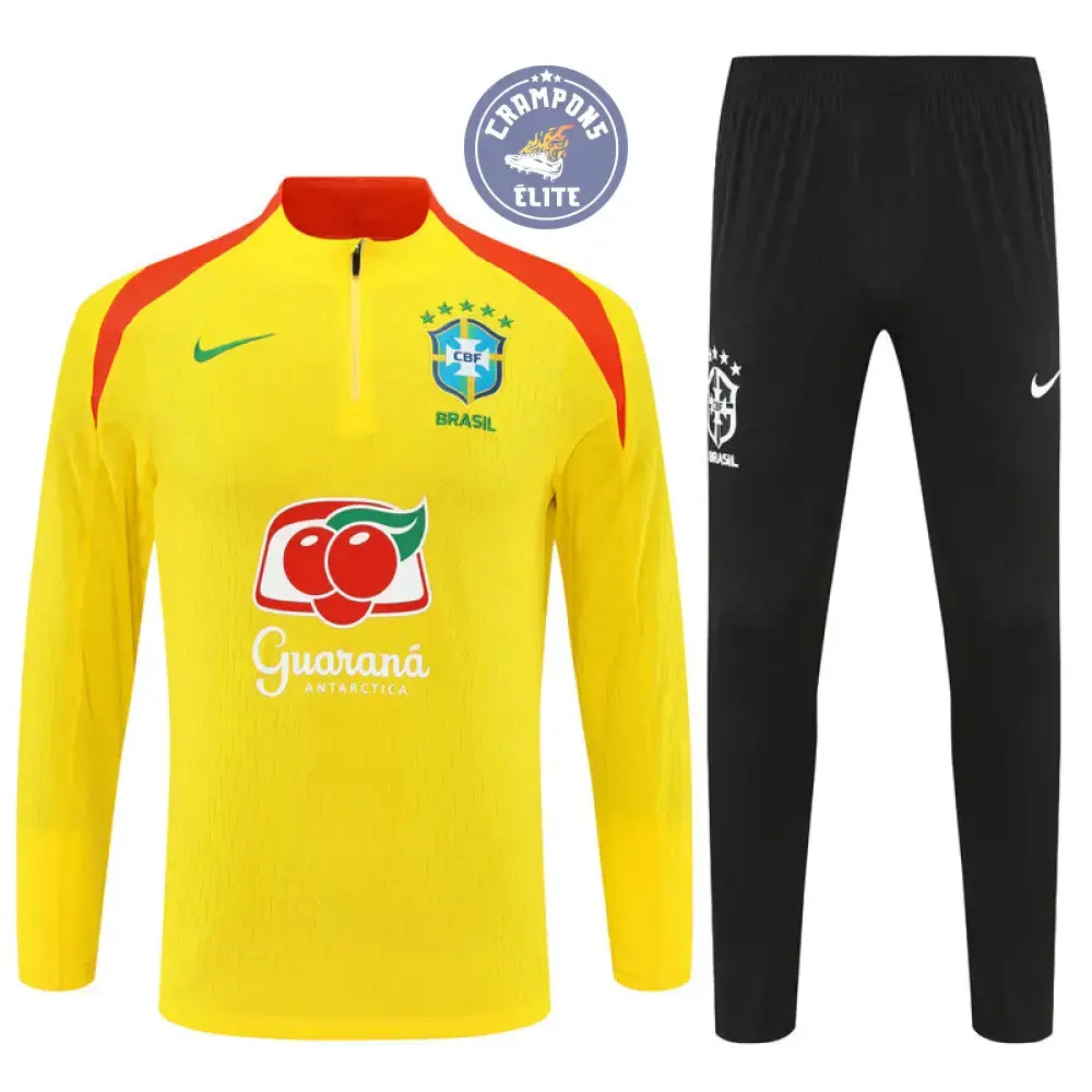 Survêtement d'entraînement demi-zip - Brésil 2025/2026 - Jaune/Noir/Orange