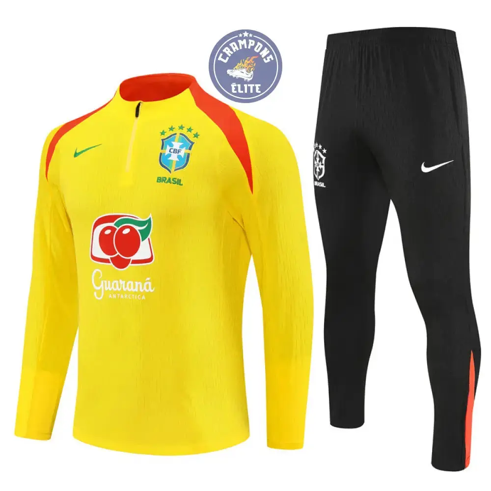 Survêtement d'entraînement demi-zip - Brésil 2025/2026 - Jaune/Noir/Orange - Image 2