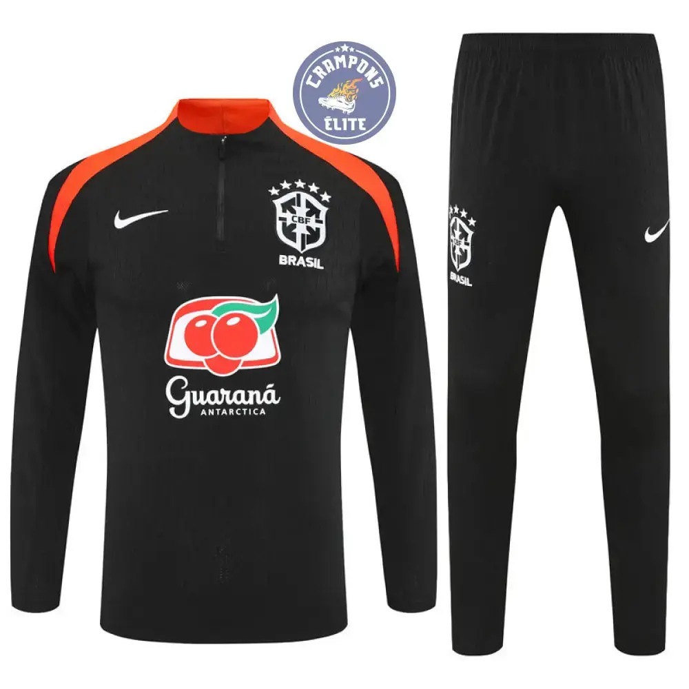 Survêtement d'entraînement demi-zip - Brésil 2025/2026 - Noir/Orange