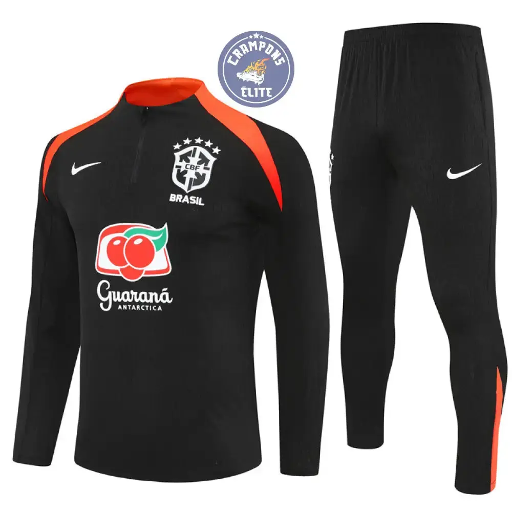 Survêtement d'entraînement demi-zip - Brésil 2025/2026 - Noir/Orange - Image 2