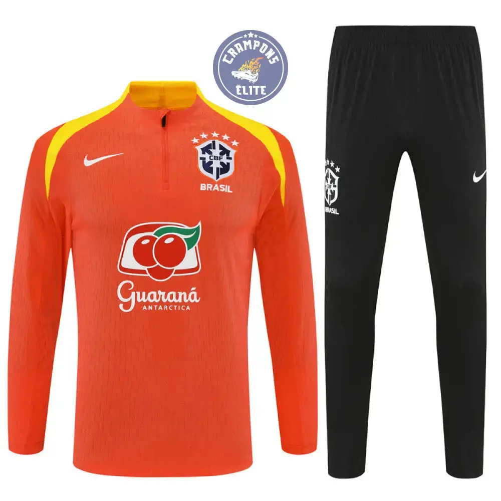 Survêtement d'entraînement demi-zip - Brésil 2025/2026 - Orange/Noir/Jaune