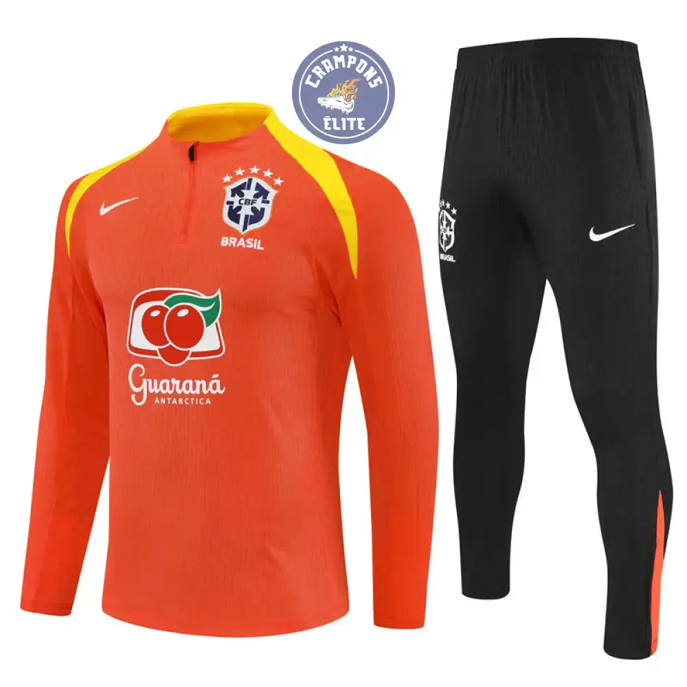 Survêtement d'entraînement demi-zip - Brésil 2025/2026 - Orange/Noir/Jaune - Image 2