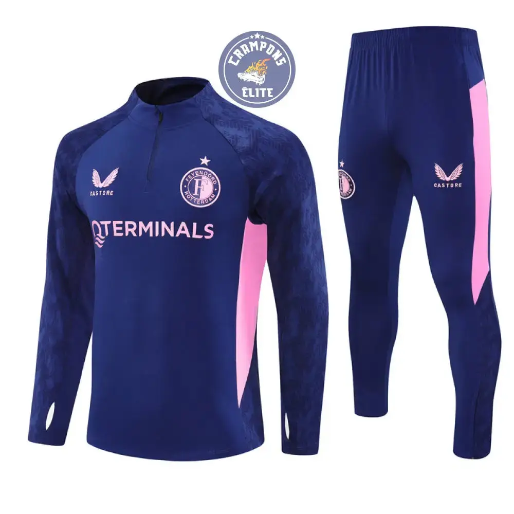 Survêtement d'entraînement demi-zip - Feyenoord 2025/2026 - Bleu Marine/Rose - Image 2