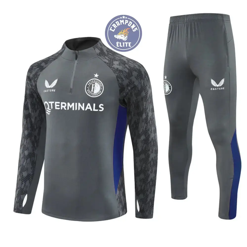 Survêtement d'entraînement demi-zip - Feyenoord 2025/2026 - Gris/Blanc/Noir - Image 2