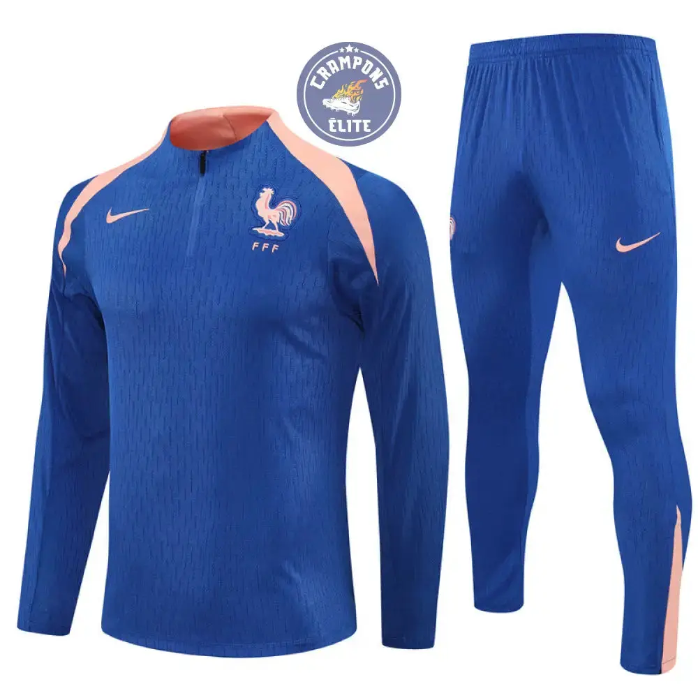 Survêtement d'entraînement demi-zip - France 2025/2026 - Bleu/Rose - Image 2
