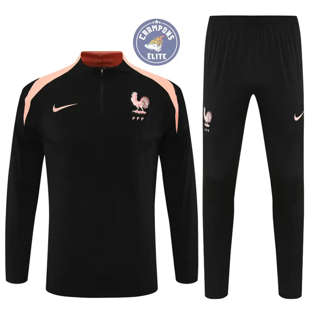 Survêtement d'entraînement demi-zip - France 2025/2026 - Noir/Rose