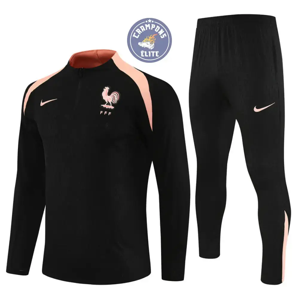 Survêtement d'entraînement demi-zip - France 2025/2026 - Noir/Rose - Image 2
