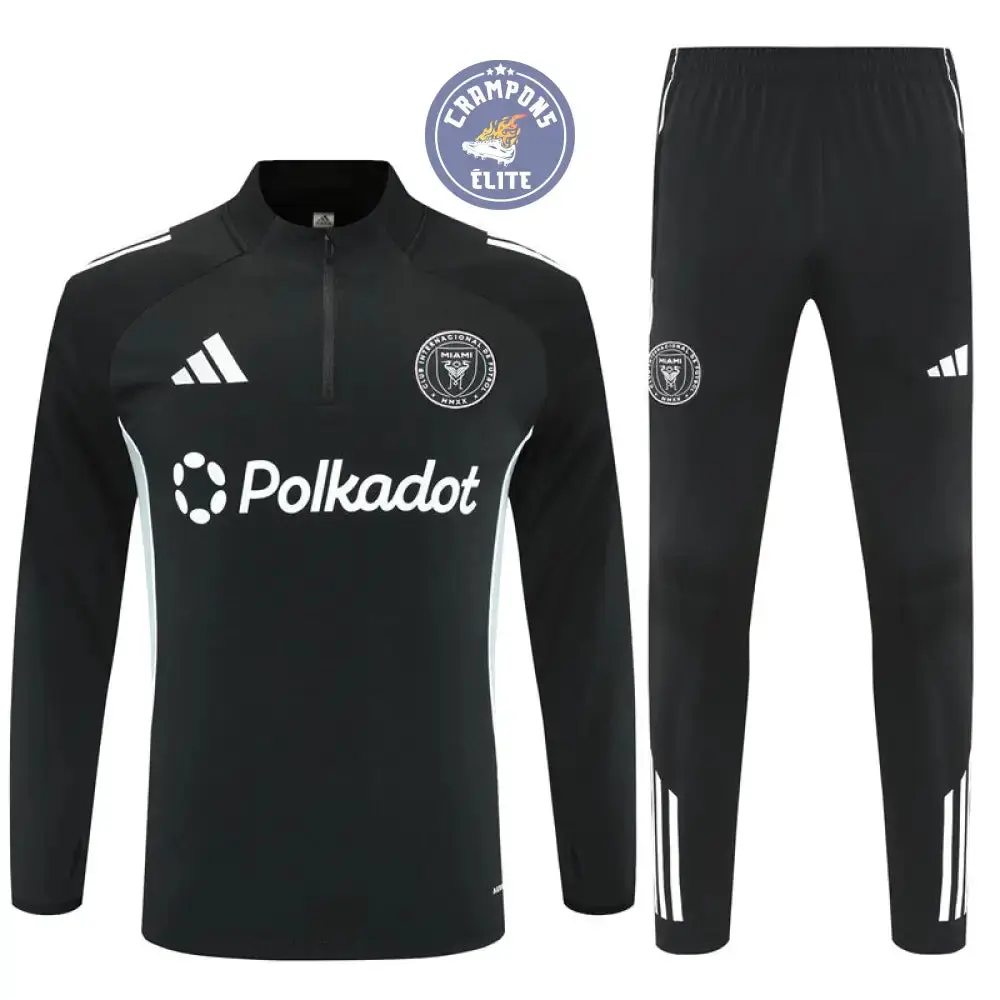Survêtement d'entraînement demi-zip - Inter Miami 2025/2026 - Noir/Gris Bleuté/Blanc