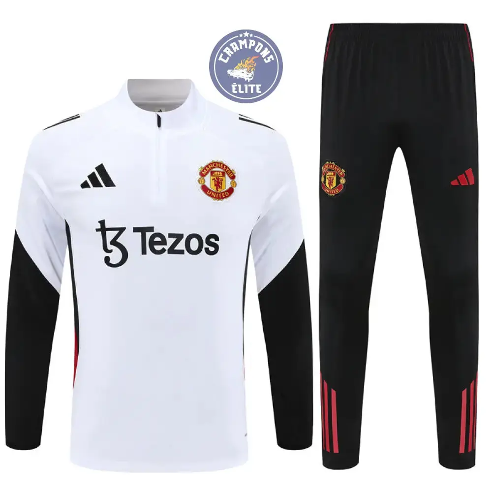 Survêtement d'entraînement demi-zip - Manchester United 2025/2026 - Blanc/Noir/Rouge