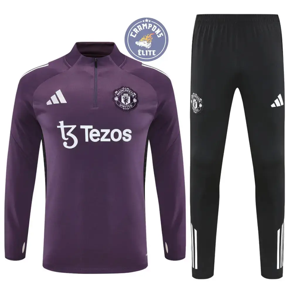 Survêtement d'entraînement demi-zip - Manchester United 2025/2026 - Bordeaux/Noir/Blanc