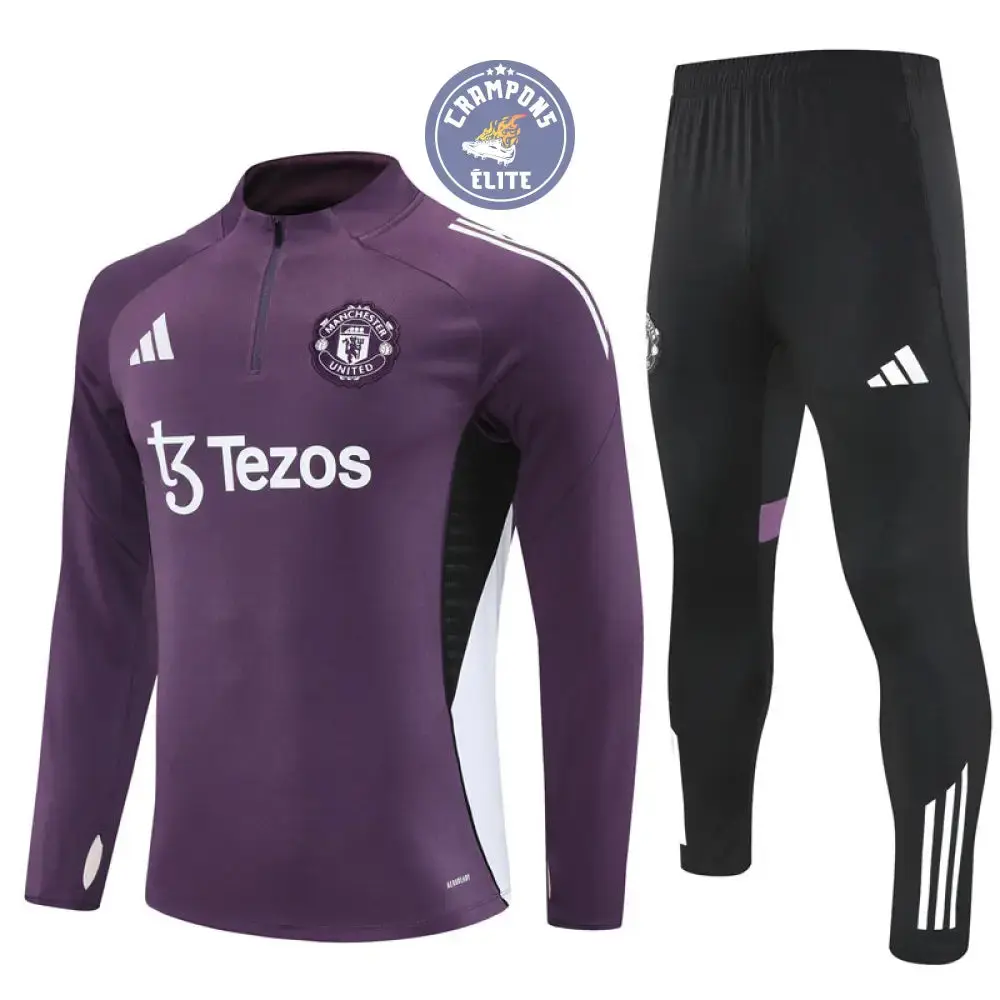 Survêtement d'entraînement demi-zip - Manchester United 2025/2026 - Bordeaux/Noir/Blanc - Image 2