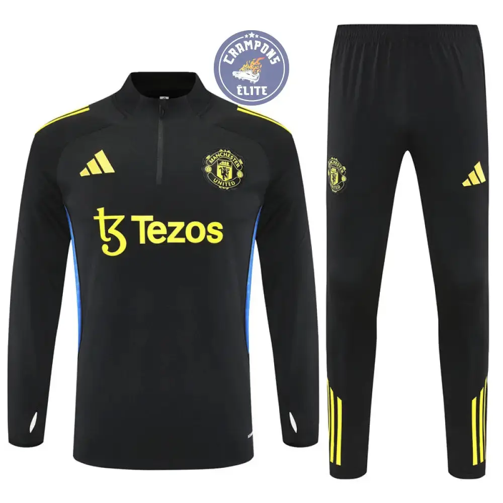 Survêtement d'entraînement demi-zip - Manchester United 2025/2026 - Noir/Bleu/Jaune