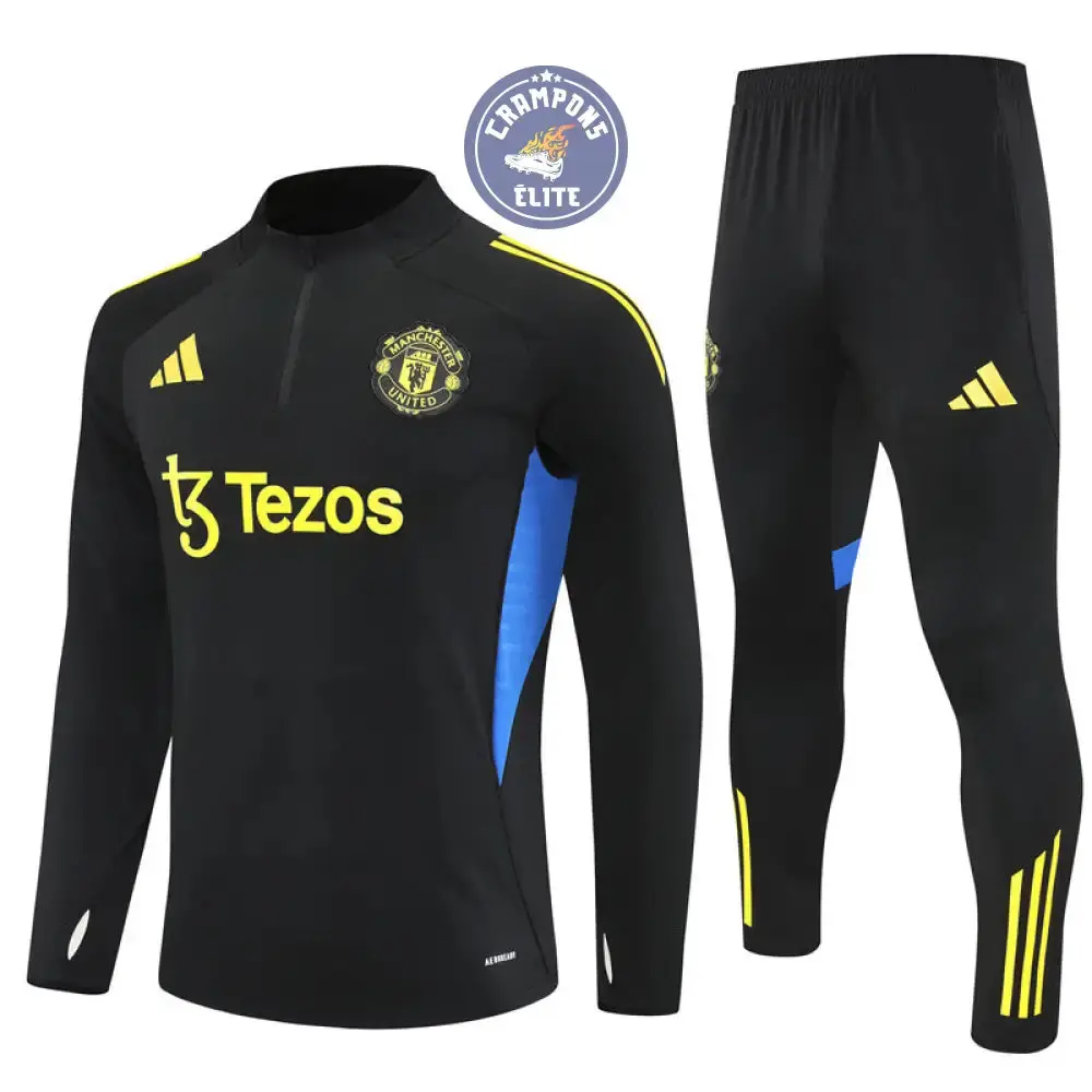 Survêtement d'entraînement demi-zip - Manchester United 2025/2026 - Noir/Bleu/Jaune - Image 2
