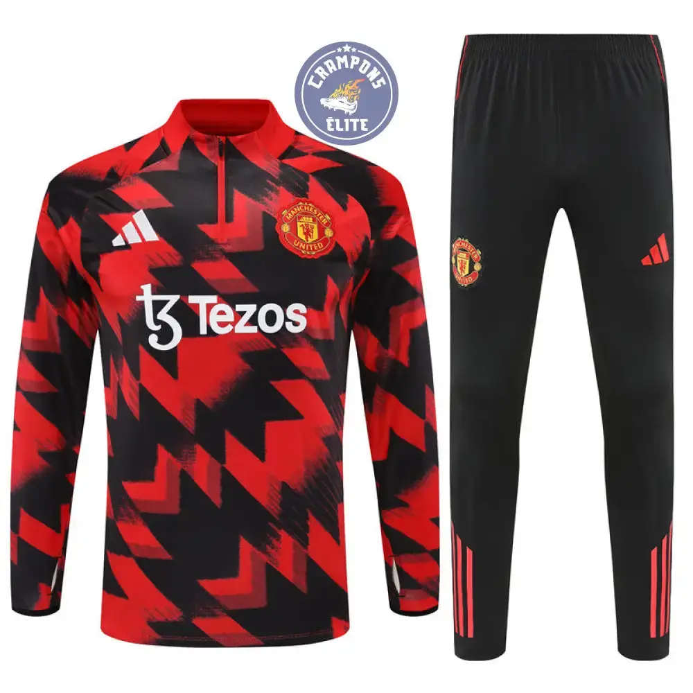 Survêtement d'entraînement demi-zip - Manchester United 2025/2026 - Noir/Rouge