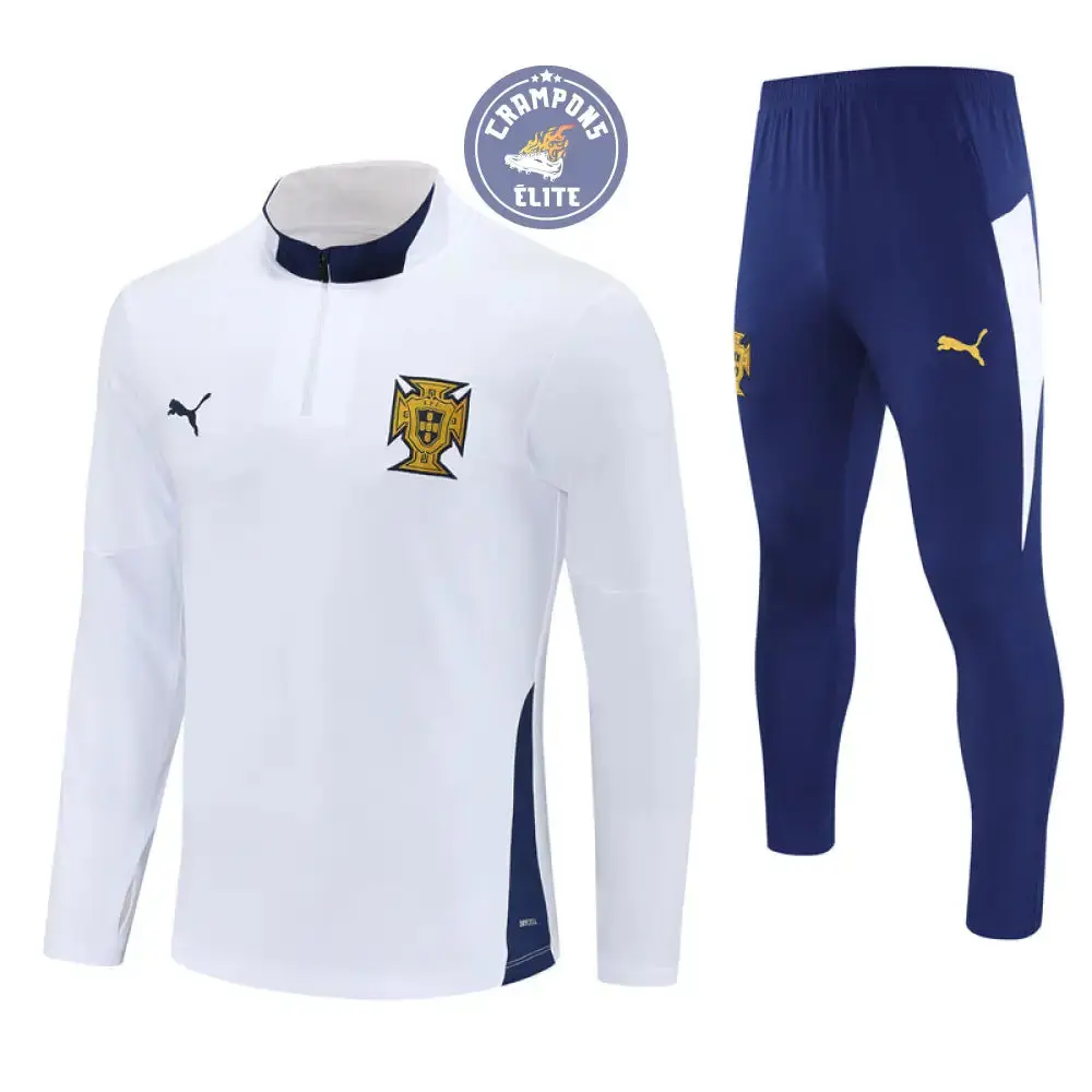 Survêtement d'entraînement demi-zip - Portugal 2025/2026 - Blanc/Bleu Marine/Or - Image 2