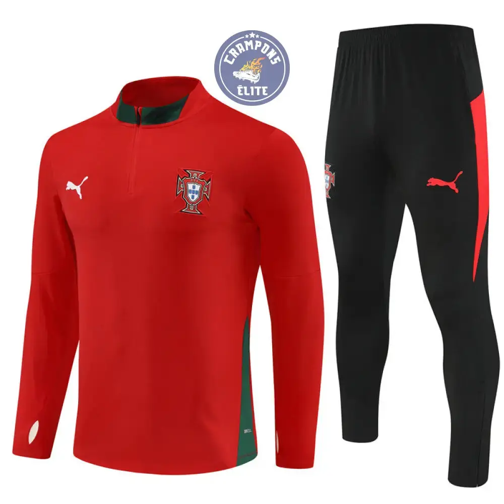 Survêtement d'entraînement demi-zip - Portugal 2025/2026 - Rouge/Noir/Vert - Image 2