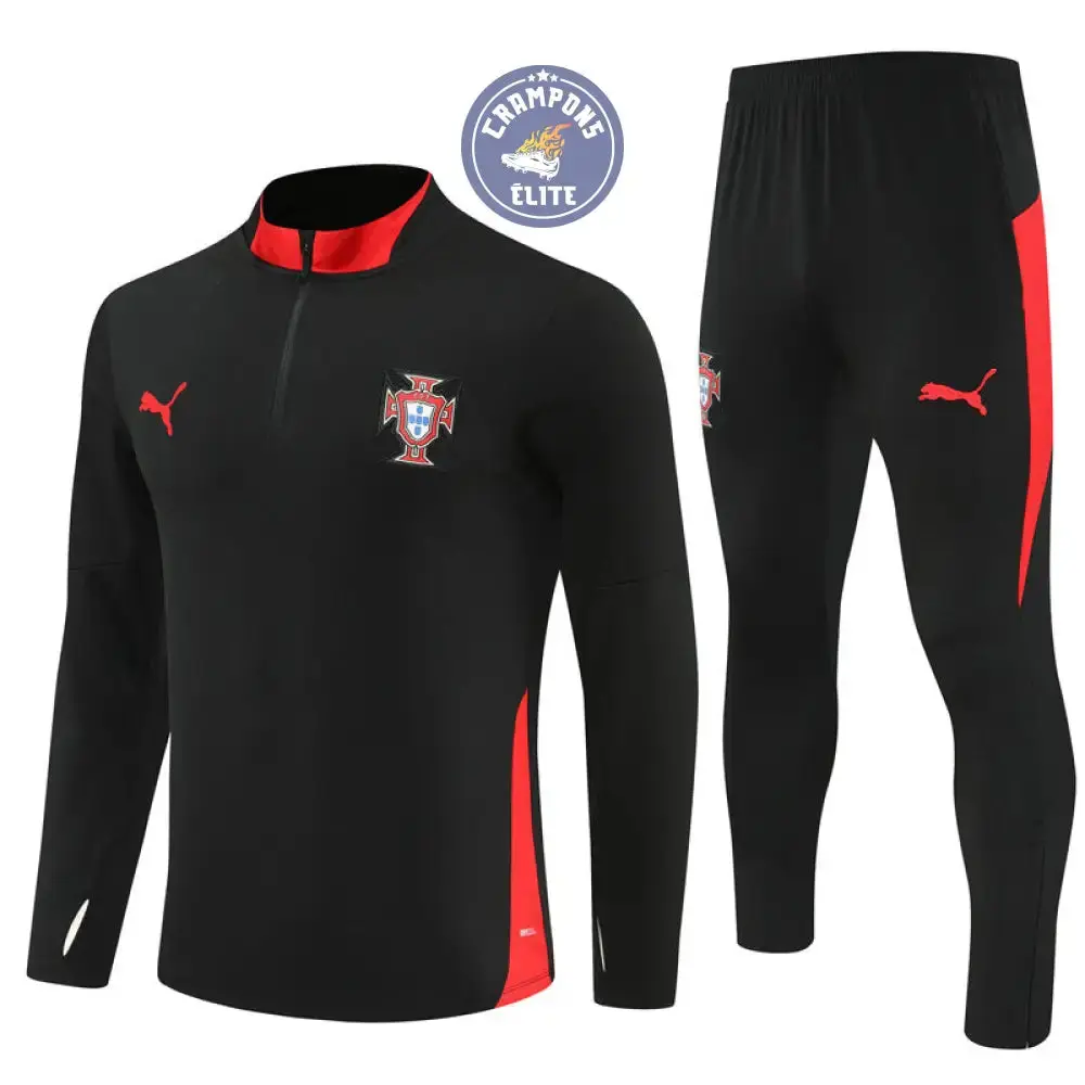 Survêtement d'entraînement demi-zip - Portugal 2025/2026 - Noir/Rouge - Image 2