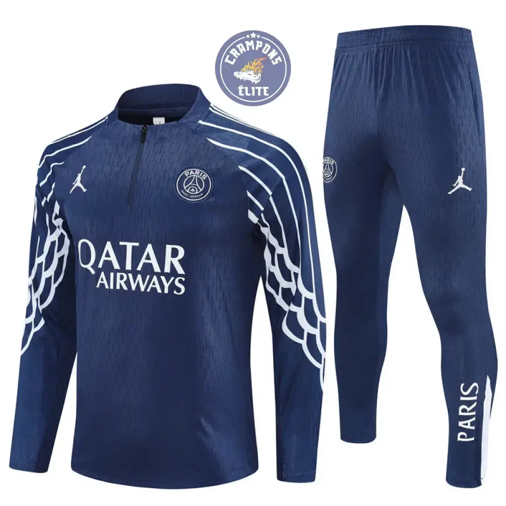 Survêtement d'entraînement demi-zip - PSG 2025/2026 - à rayures Bleu Marine/Blanc - Image 2