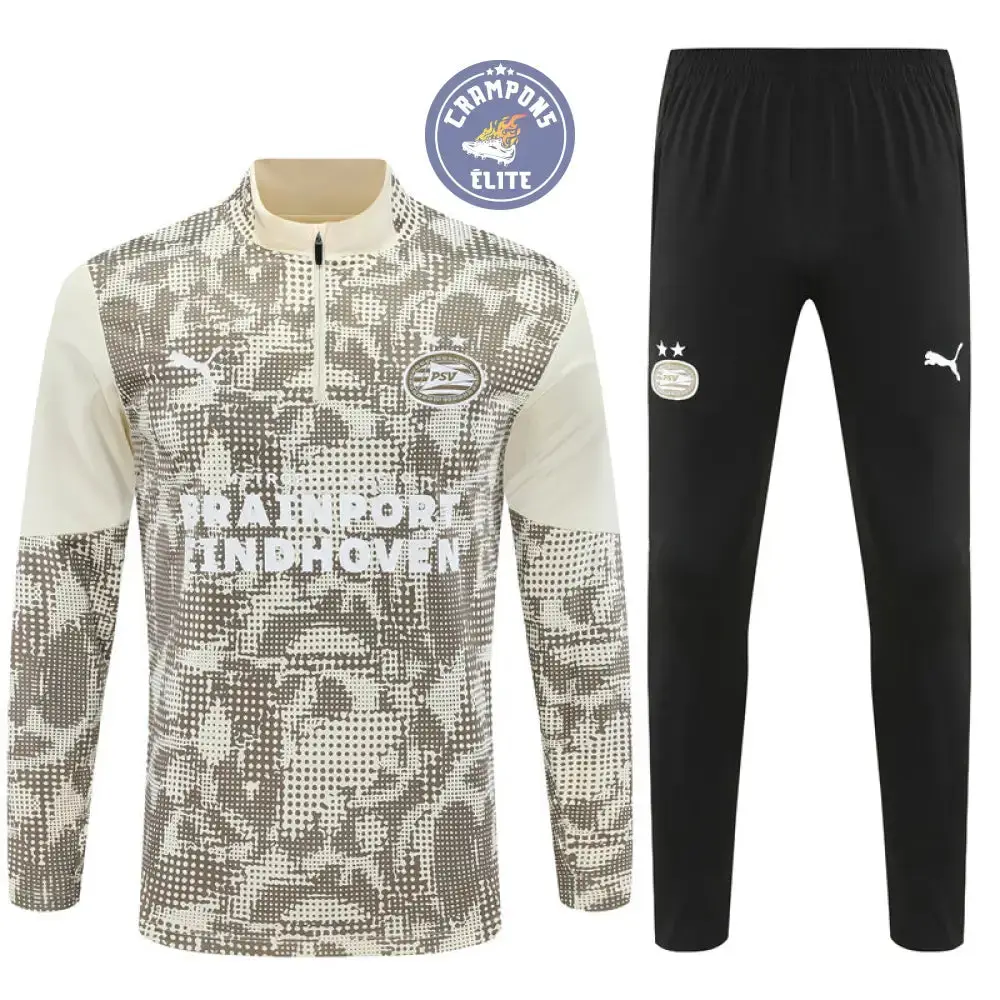 Survêtement d'entraînement demi-zip - PSV 2025/2026 - Beige/Kaki/Noir/Blanc