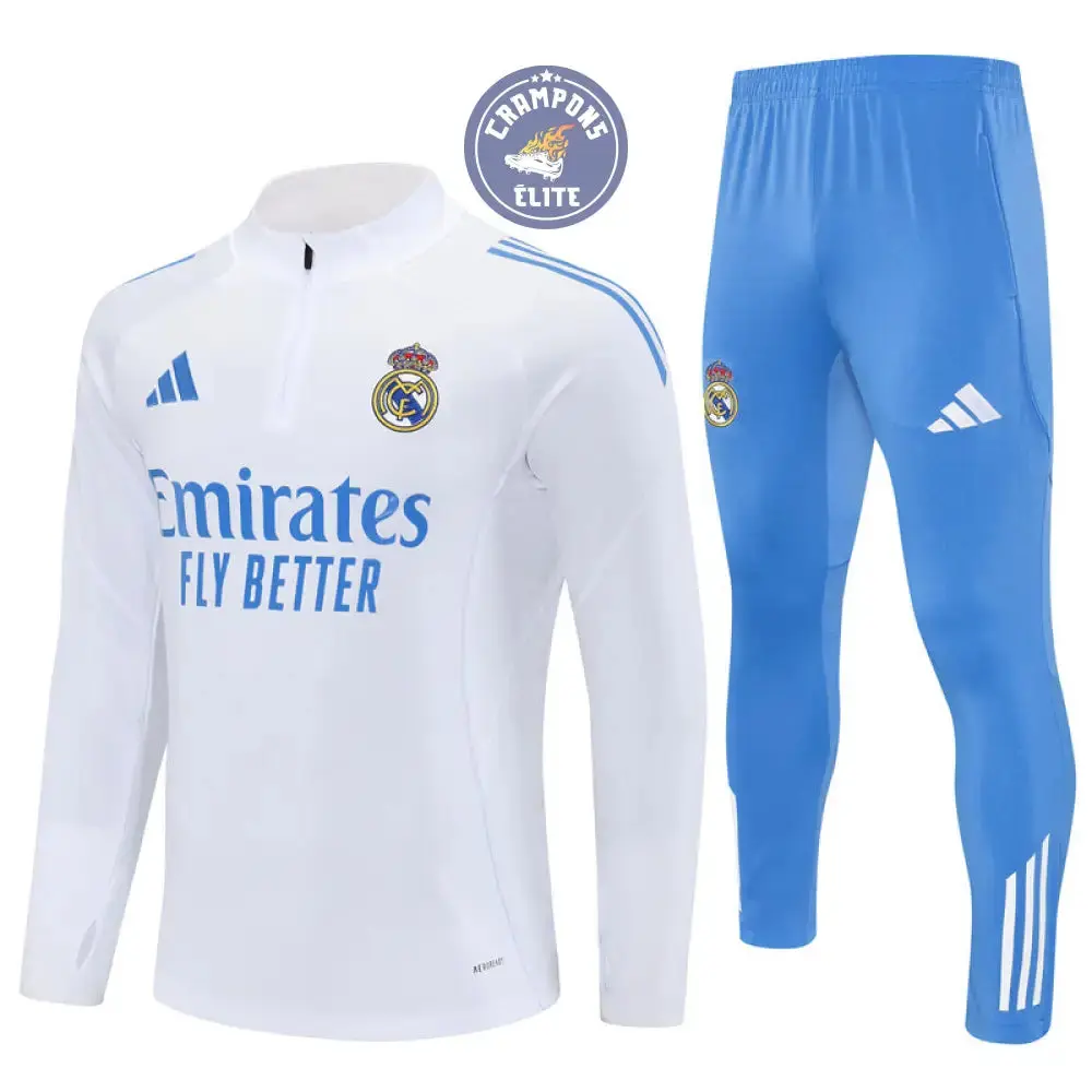 Survêtement d'entraînement demi-zip - Real Madrid 2025/2026 - Blanc/Bleu Ciel - Image 2