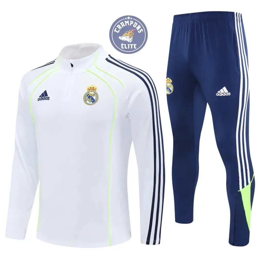 Survêtement d'entraînement demi-zip - Real Madrid 2025/2026 - Blanc/Bleu Marine/Jaune Fluo - Image 2