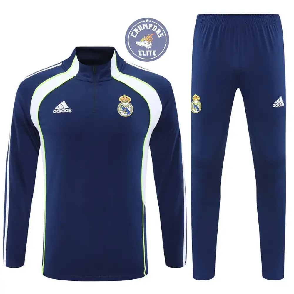 Survêtement d'entraînement demi-zip - Real Madrid 2025/2026 - Bleu Marine/Blanc/Jaune Fluo