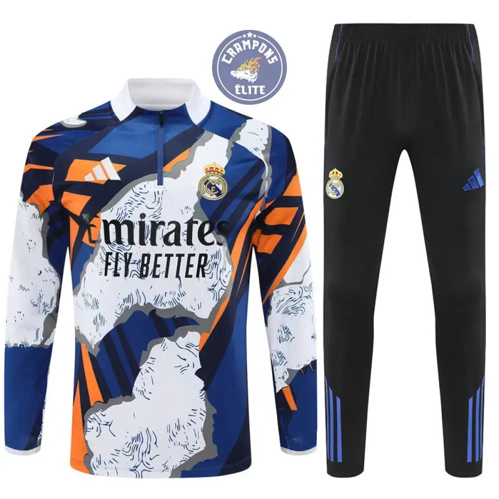 Survêtement d'entraînement demi-zip - Real Madrid 2025/2026 - Bleu/Blanc/Orange/Noir