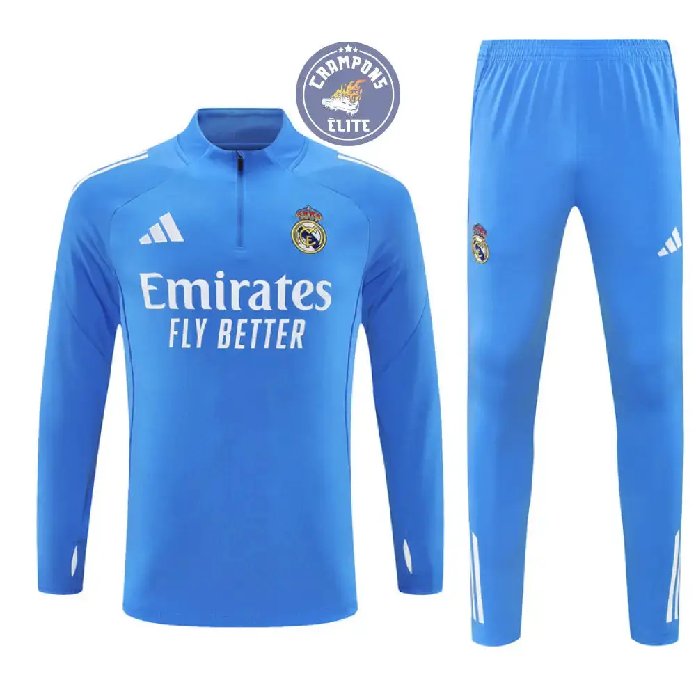 Survêtement d'entraînement demi-zip - Real Madrid 2025/2026 - Bleu Ciel/Blanc