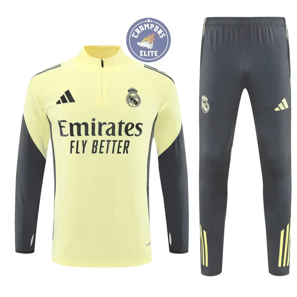 Survêtement d'entraînement demi-zip - Real Madrid 2025/2026 - Jaune Clair/Gris